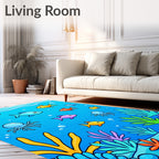 Sunny Coral Reef Fish and Octopi Rug