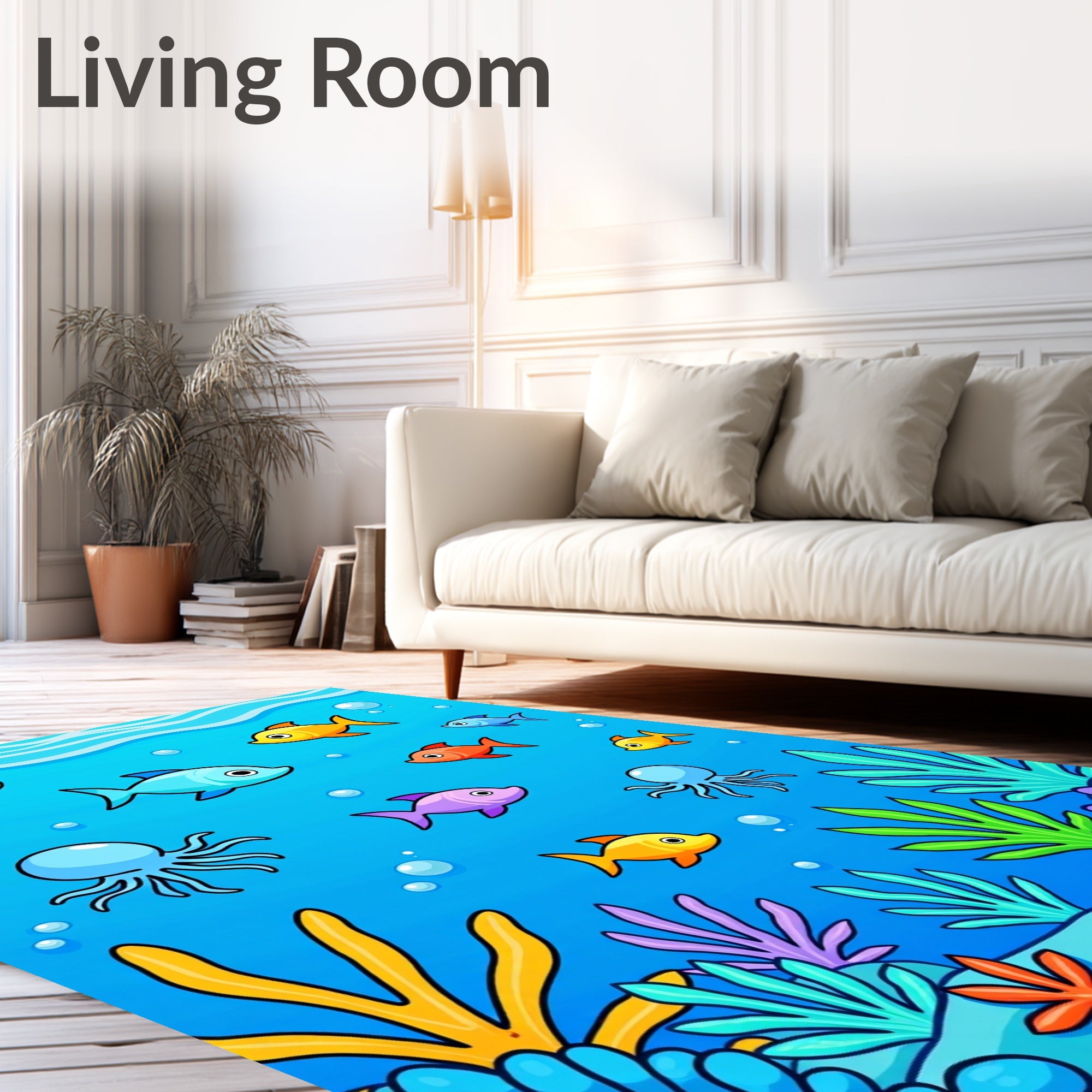 Sunny Coral Reef Fish and Octopi Rug