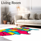 Vibrant United States Color Block Map Rug