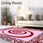 Crimson Swirl Bordered Pink Rug