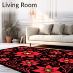 Bold Red Floral Scrollwork Rug