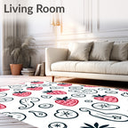 Pink Strawberry Hearts and Circles Rug
