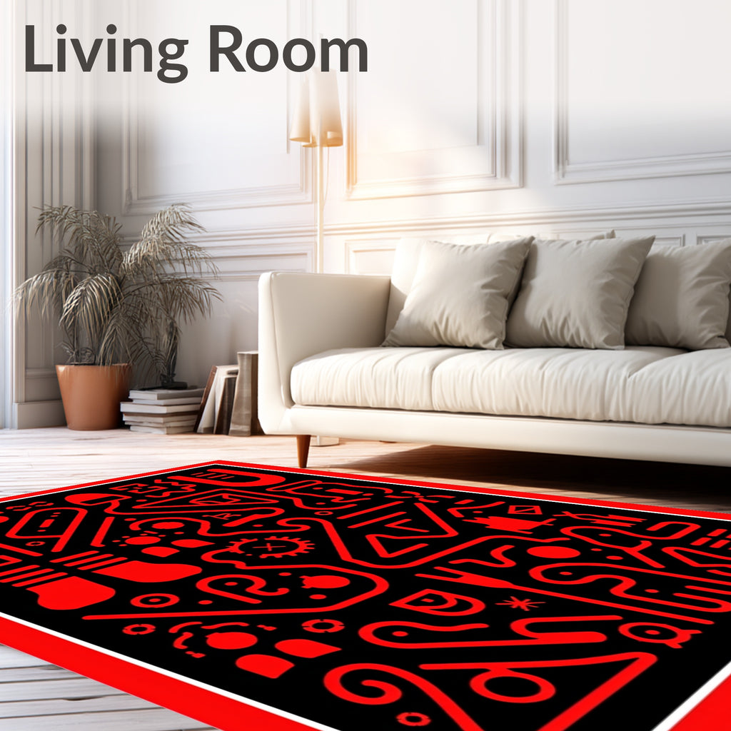 Radical Red Abstract Maze Rug