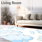 Whimsical Blue Sky Cloud Cluster Rug