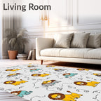 Charming Yellow Lion Elephant Circus Rug