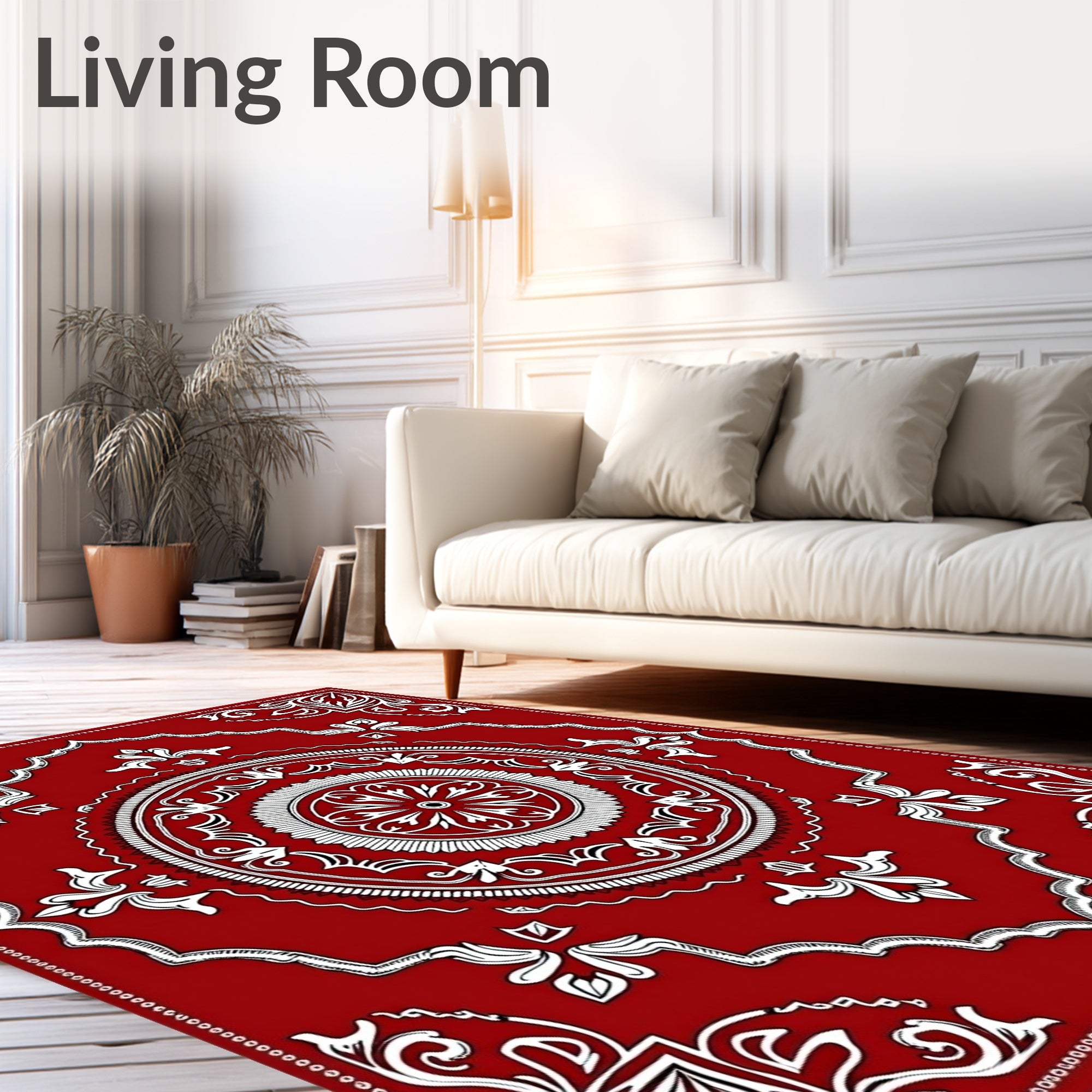 Crimson Medallion Floral Lace Rug
