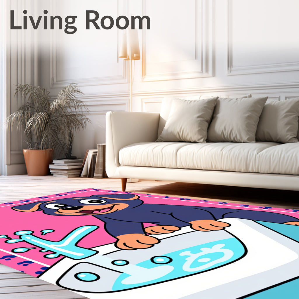 Playful Puppy Paw Print Pink Rug