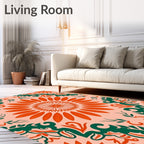 Coral Bloom Floral Medallion Rug