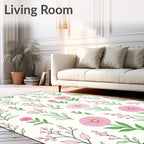 Pink Daisy Floral Branch Whimsical Rug