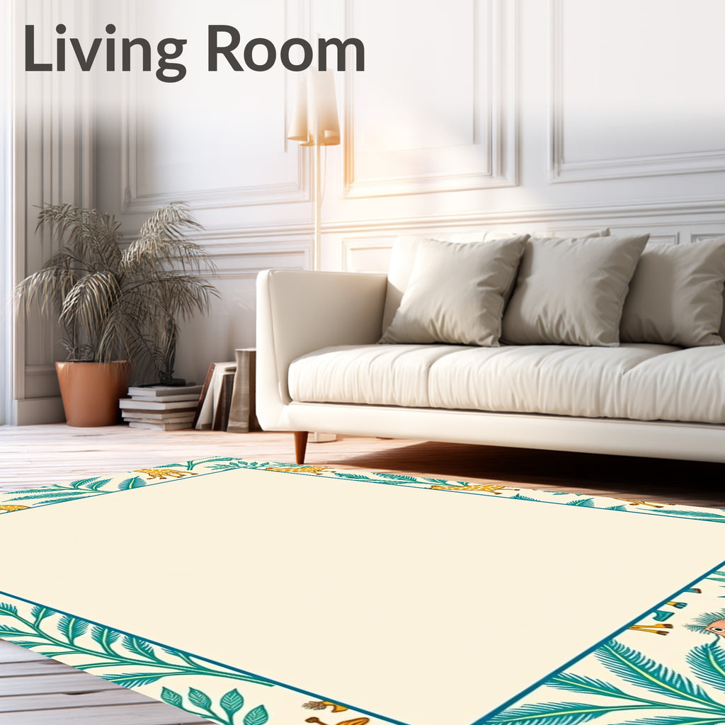 Whimsical Giraffe Foliage Pattern Rug