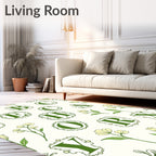 Vintage Green Floral Alphabet Letters Rug
