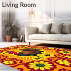 Golden Turkey Floral Mandala Rug
