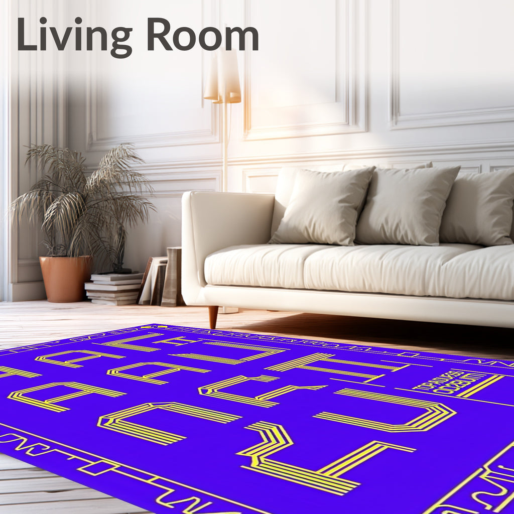 Vibrant Geometric Yellow Line Art Rug