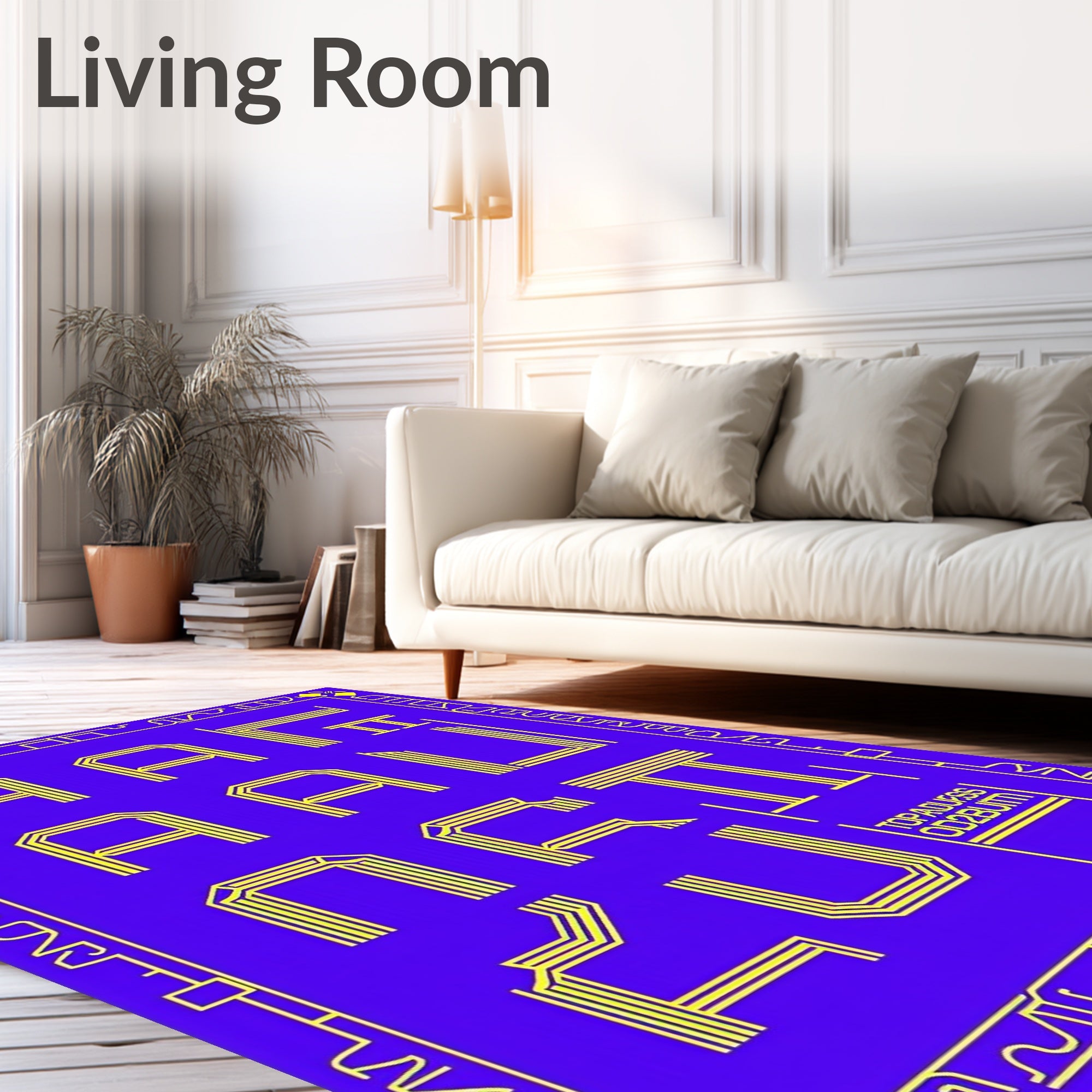 Vibrant Geometric Yellow Line Art Rug