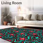 Red Yellow Star Swirls Rug