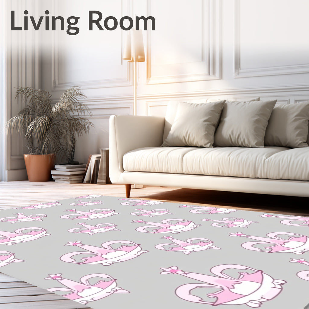 Pink Crown Repeating Pattern Rug
