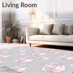 Pink Crown Repeating Pattern Rug