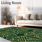 Emerald Gold Art Deco Floral Rug