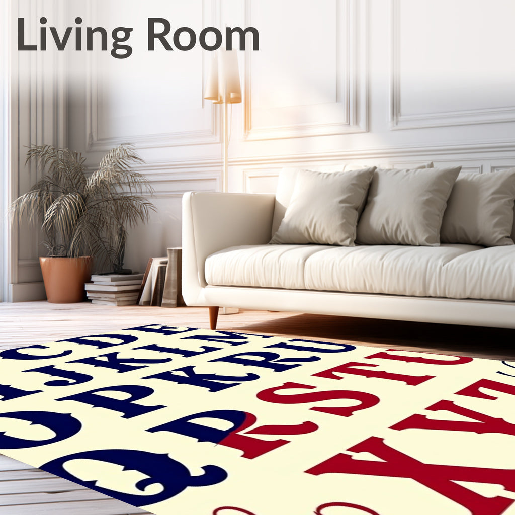 Alphabet Navy Red Split Letters Rug