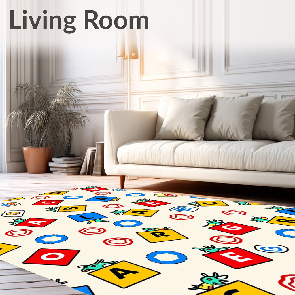 Playful Alphabet Blocks Creatures Rug