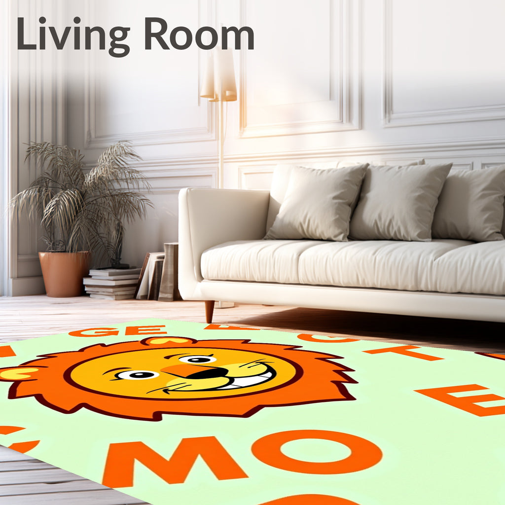 Orange Lion Alphabet Whimsy Rug