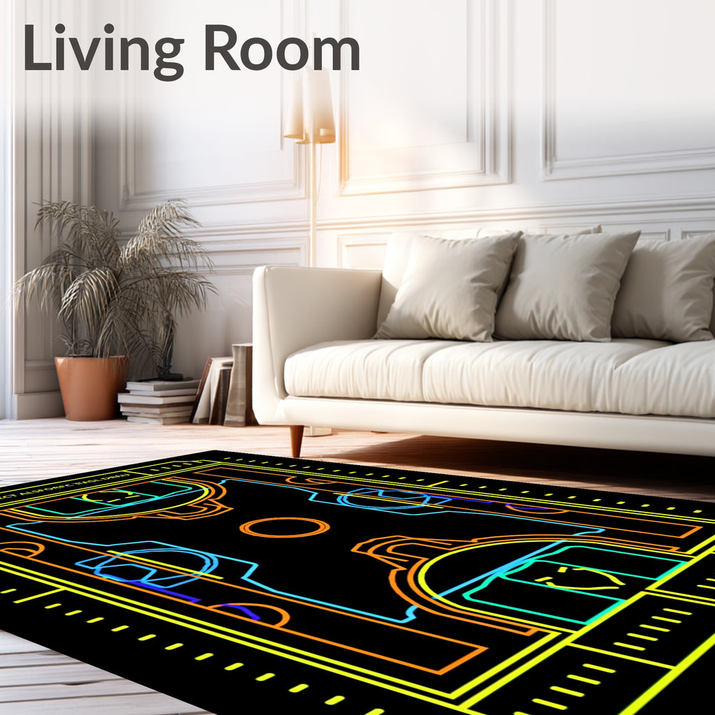 Neon Geometric Stadium Court Rug