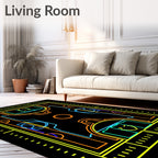 Neon Geometric Stadium Court Rug