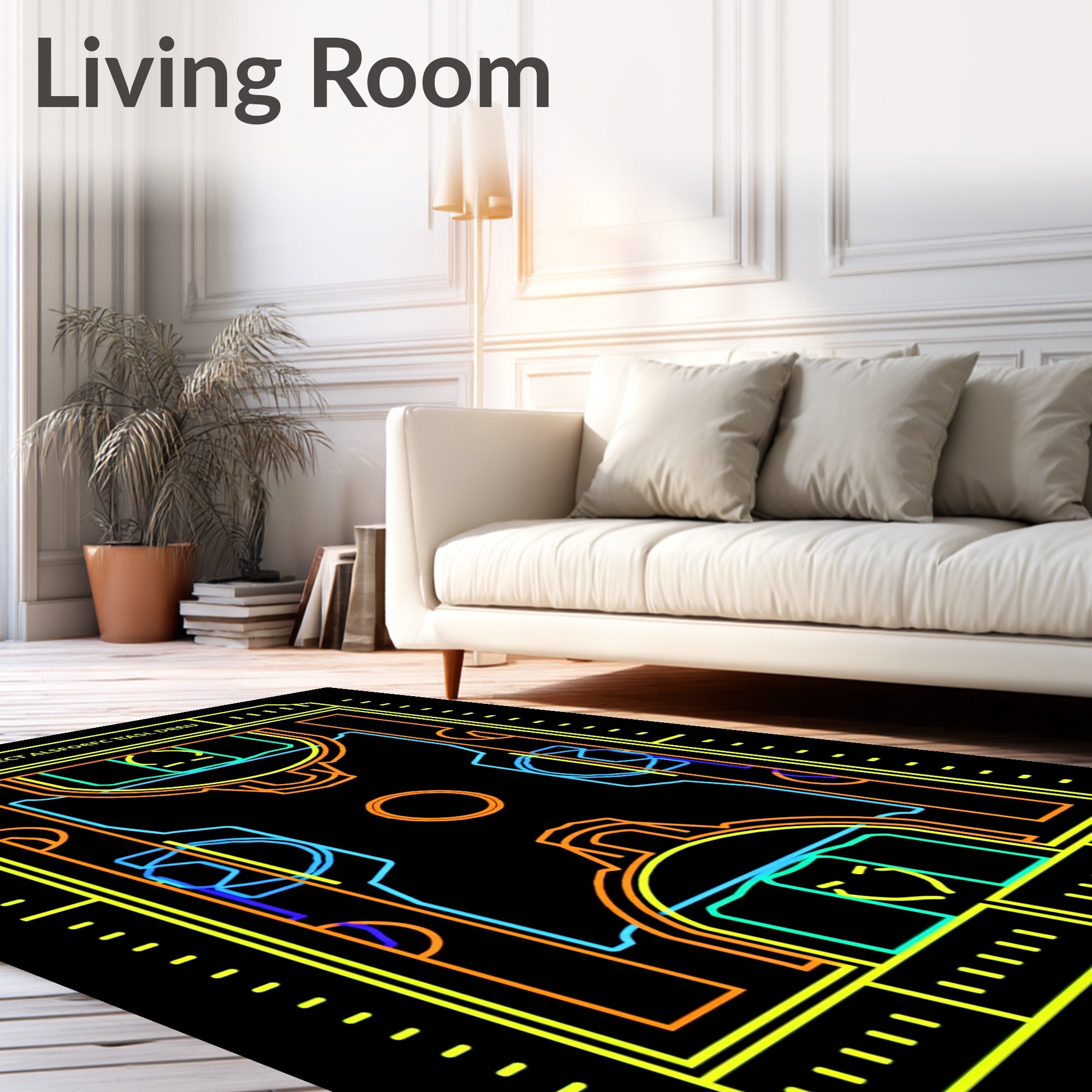Neon Geometric Stadium Court Rug