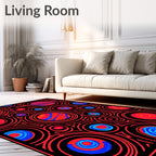 Cosmic Red Blue Planet Circles Rug