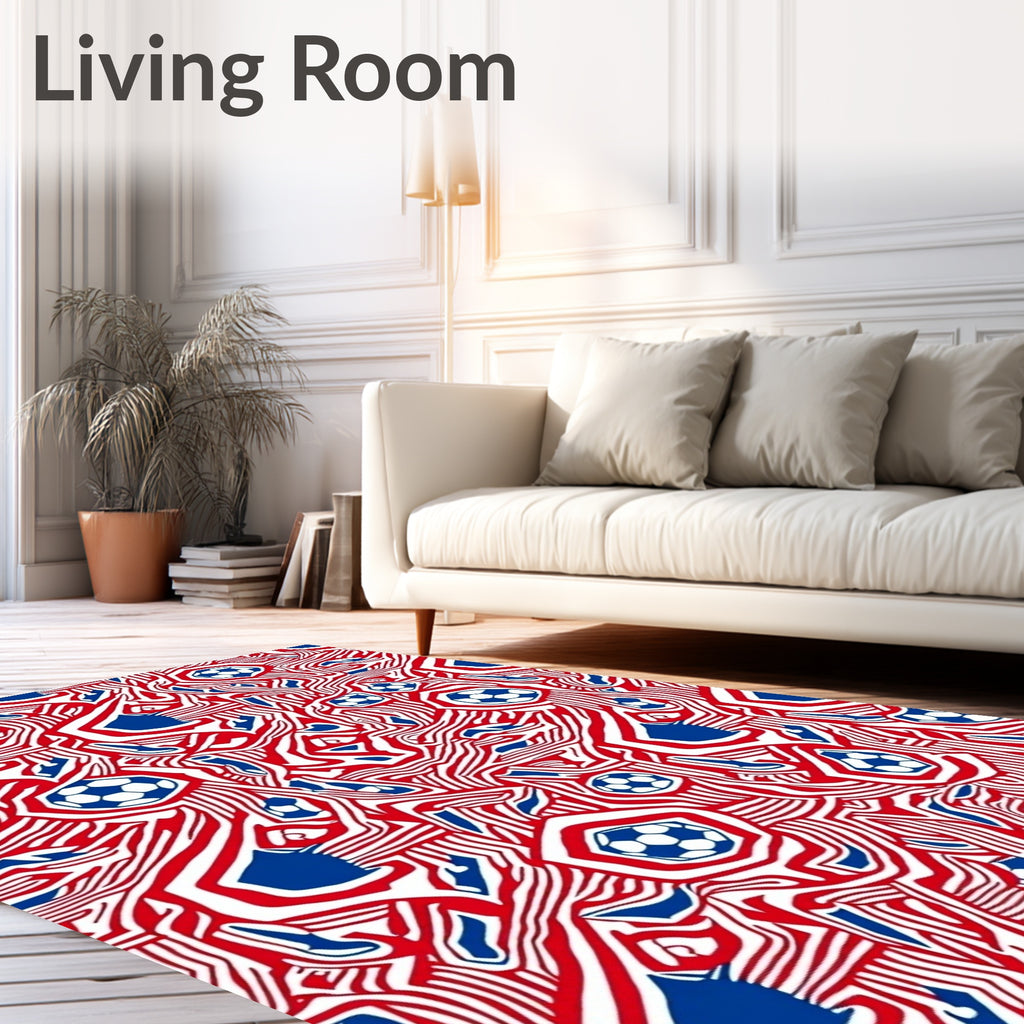 Red White Blue Football Chaos Rug