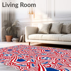 Red White Blue Football Chaos Rug