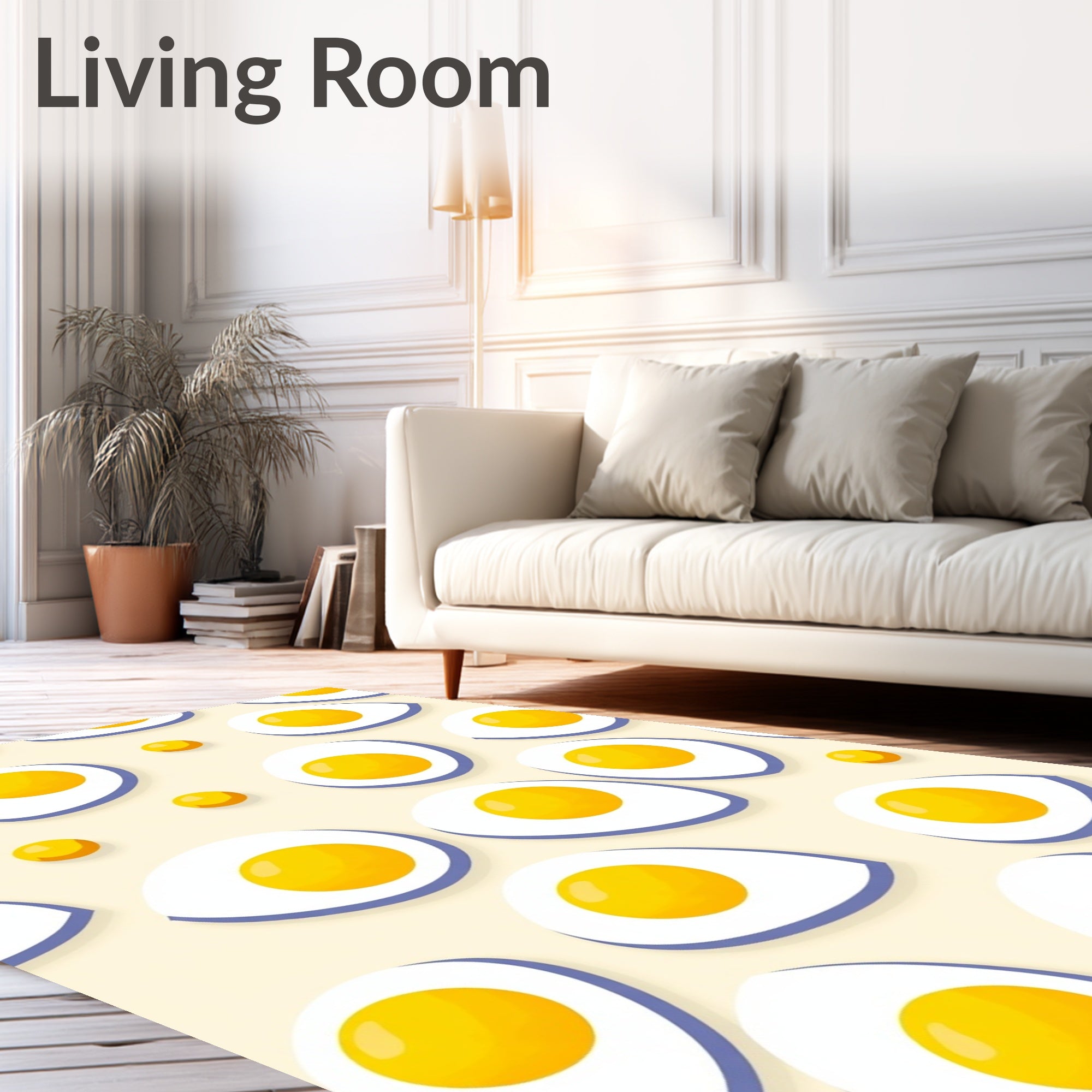 Yellow Egg Breakfast Whimsical Repeat Rug