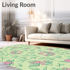 Pale Pink Floral Branch Garden Accent Rug