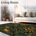 Emerald Green Folk Art Elephants Rug
