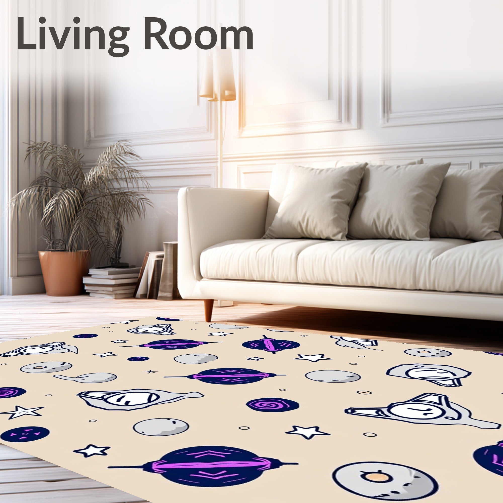 Cosmic Navy Purple Nebula Stars Rug