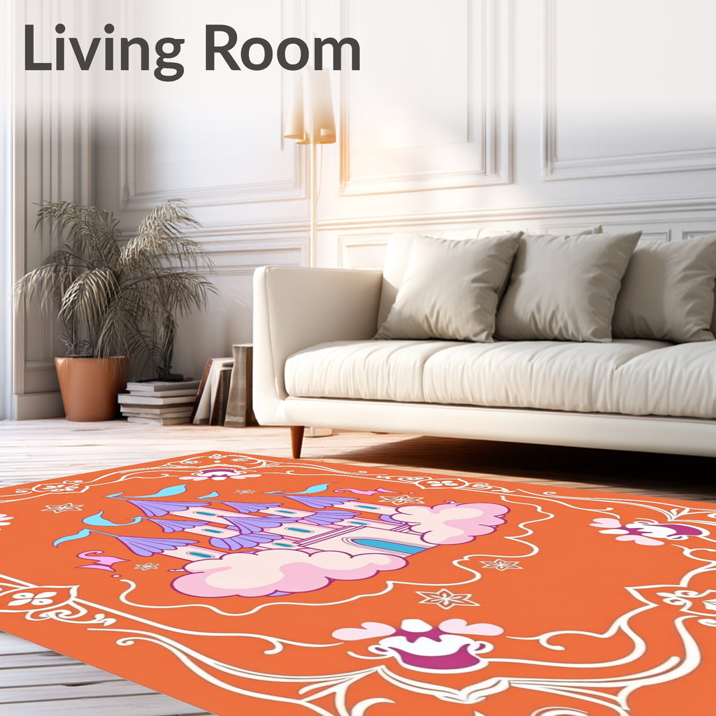 Whimsical Castle on Clouds Rug