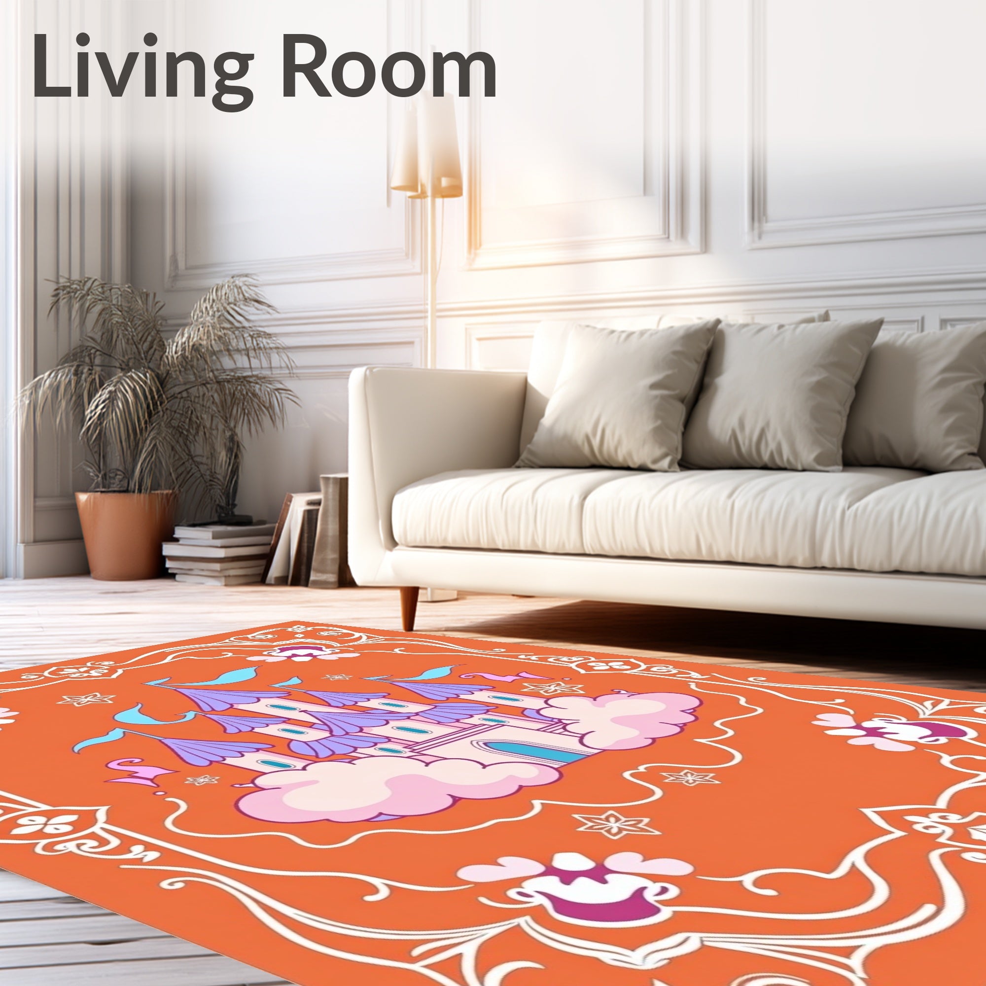 Whimsical Castle on Clouds Rug