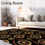 Golden Sun Medallion Black Rug