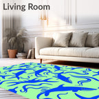 Blue Sharks On Light Green Background Rug