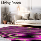 Pink Black Wavy Striped Rug