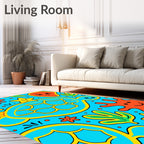 Whimsical Ocean Turtle Yellow Border Rug