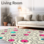 Whimsical Pink Cyan Eyeball Scatter Rug