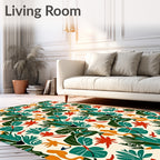 Tropical Leaves And Abstract Shapes Rug
