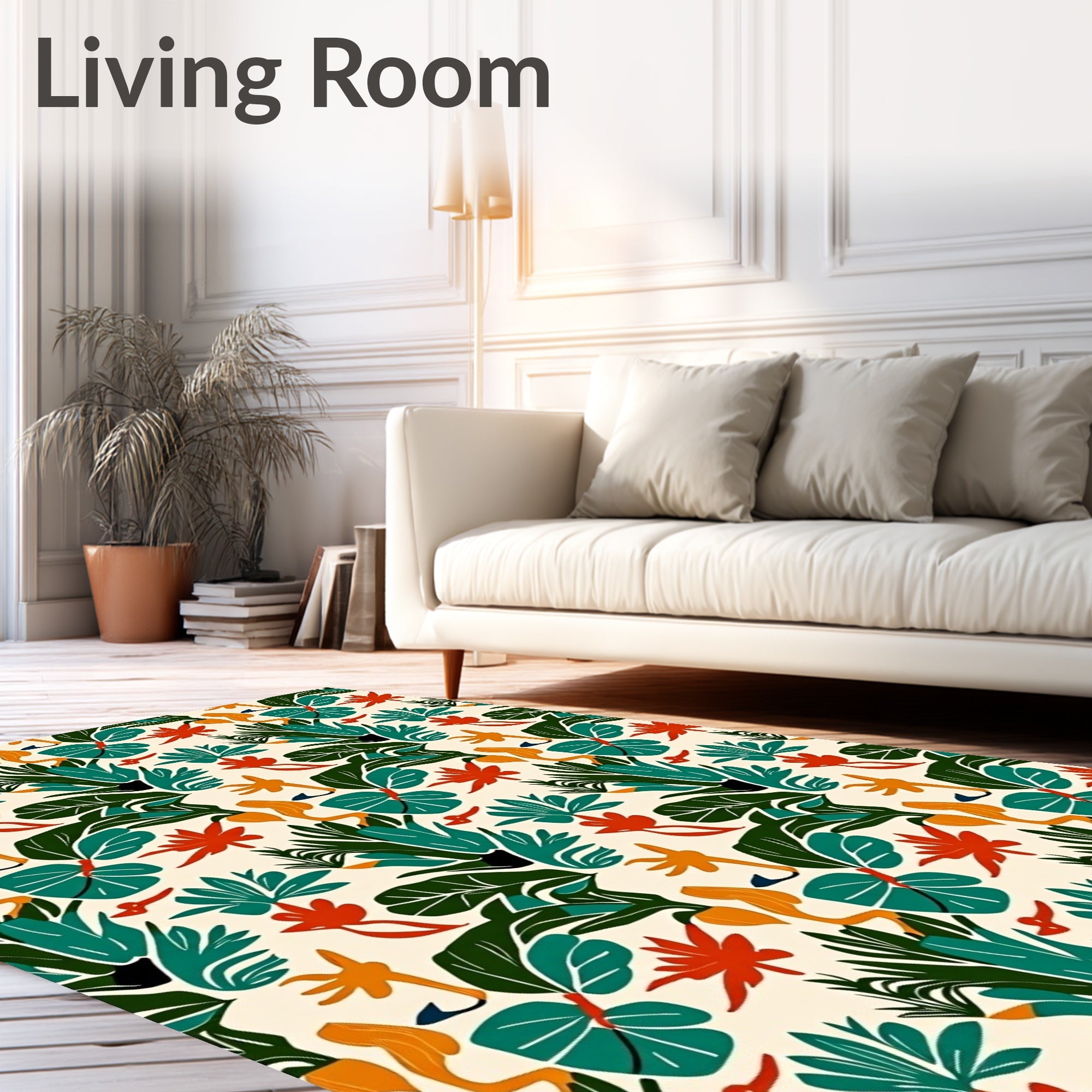 Tropical Leaves And Abstract Shapes Rug