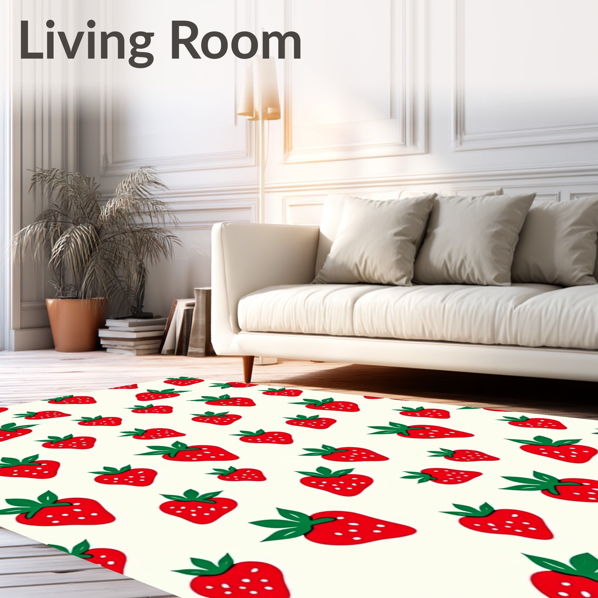 Red Strawberry Field Repeating Pattern Rug