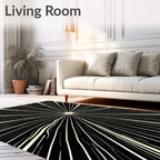 Black White Radiant Burst Rug