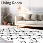 Abstract Black White Jagged Lines Rug