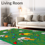 Emerald Jungle Animals Lion Elephant Birds Rug