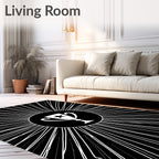 Trophy Starburst Black White Graphic Rug