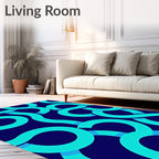 Vivid Aqua Swirl Modern Geometric Rug